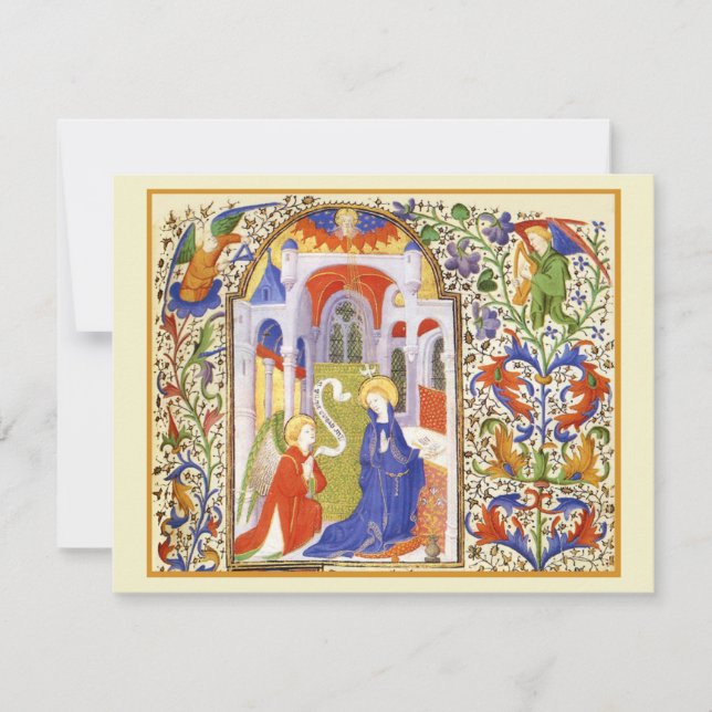 Tarjeta Pequeña Annunciation medieval illumination (Anverso)
