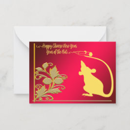 Tarjeta Pequeña Año Del Patrón Dorado Rojo