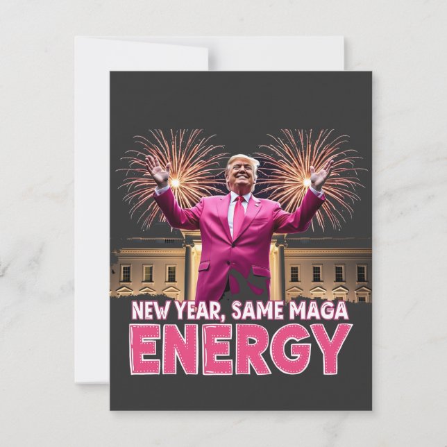 Tarjeta Pequeña Año Nuevo Nueva Energía MAGA Inauguración de Trump (Anverso)