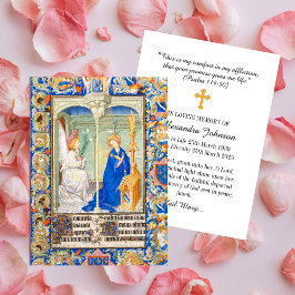 Tarjeta Pequeña Anunciación Hail Mary Oración conmemorativa del fu