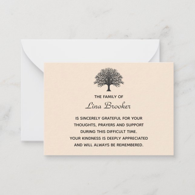 Tarjeta Pequeña Apreciación de silueta de árbol editable (Anverso)