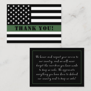 Tarjeta Pequeña Apreciación militar delgada de la bandera verde