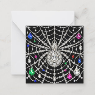 Tarjeta Pequeña Araña Glamurosa diseño de Diamante con Joyas