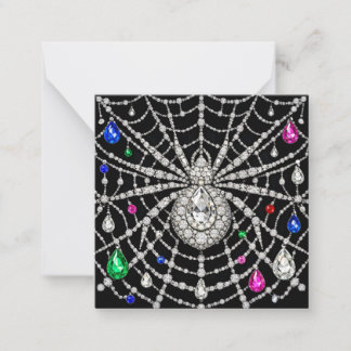 Tarjeta Pequeña Araña Glamurosa diseño de Diamante con Joyas