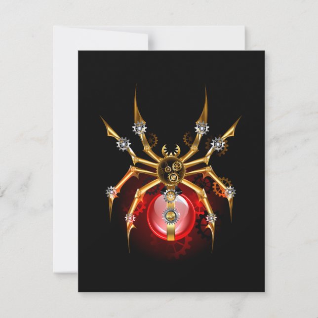 Tarjeta Pequeña Araña steampunk sobre negro (Anverso)