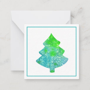 Tarjeta Pequeña Árbol abstracto de seda acuática y verde