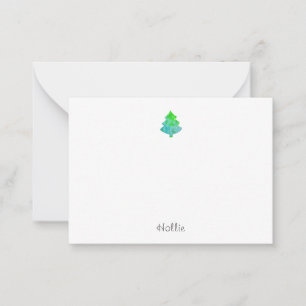 Tarjeta Pequeña Árbol abstracto de seda Aqua y verde