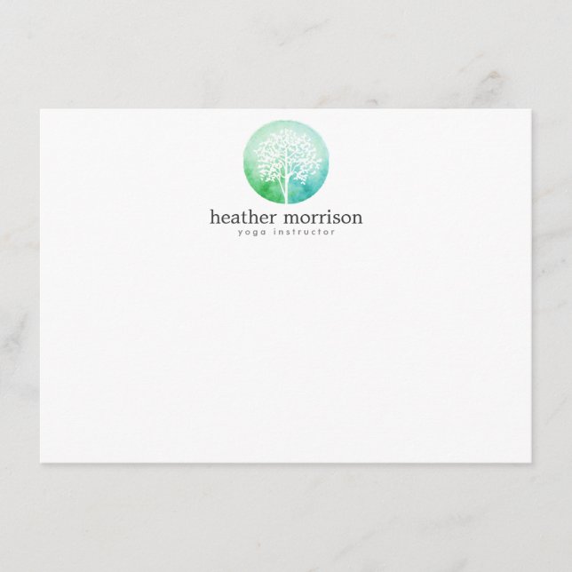 Tarjeta Pequeña Árbol acuático Yoga y Wellness Plano Notecard (Anverso)