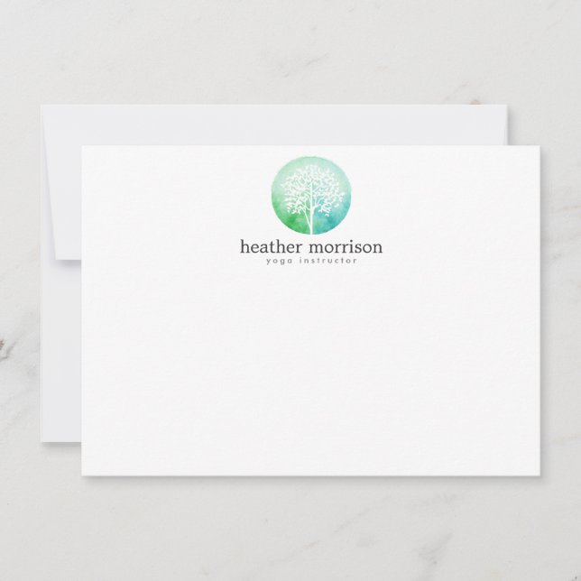 Tarjeta Pequeña Árbol acuático Yoga y Wellness Plano Notecard (Anverso)