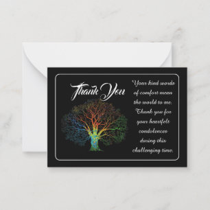 Tarjeta Pequeña Árbol Arcoiris Gracias Mensaje Por Condolencias