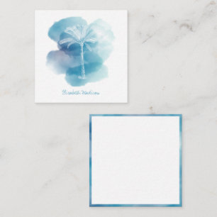 Tarjeta Pequeña Árbol blanco de palma en color azul personalizado