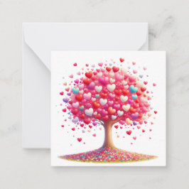 Tarjeta Pequeña Árbol con forma de corazón colorido