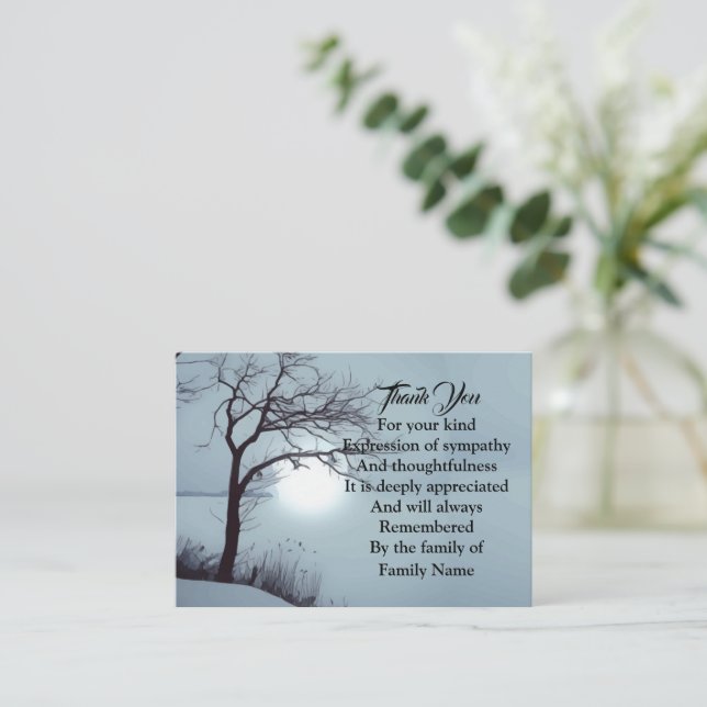 Tarjeta Pequeña Árbol de invierno acuarela Gracias (Anverso de pie)