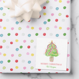 Tarjeta Pequeña Árbol de navidad acuarela confetti