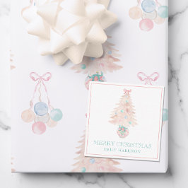 Tarjeta Pequeña Árbol de navidad acuarela granadino rosa