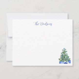 Tarjeta Pequeña Árbol de Navidad Chinoiserie Azul