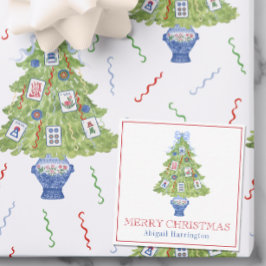 Tarjeta Pequeña Árbol de navidad de acuarela Mahjong