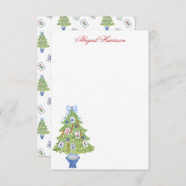Tarjeta Pequeña Árbol de navidad de acuarela Mahjong personalizado