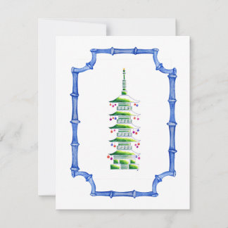 Tarjeta Pequeña Árbol de Navidad de Pagoda de Chinoisería de Bambú