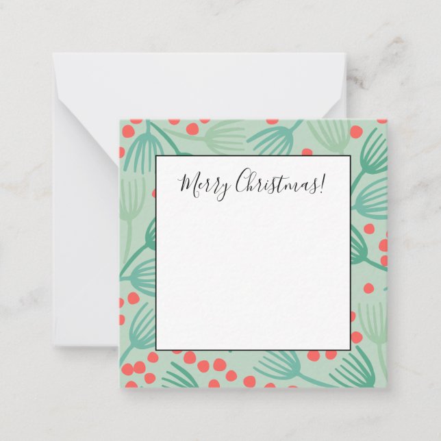 Tarjeta Pequeña Árbol de Navidad dibujado a mano ramas de pino per (Anverso)