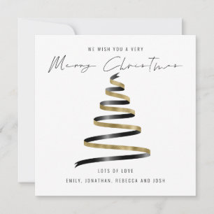 Tarjeta Pequeña Árbol de Navidad dorado y negro Calendario 2027 Fe