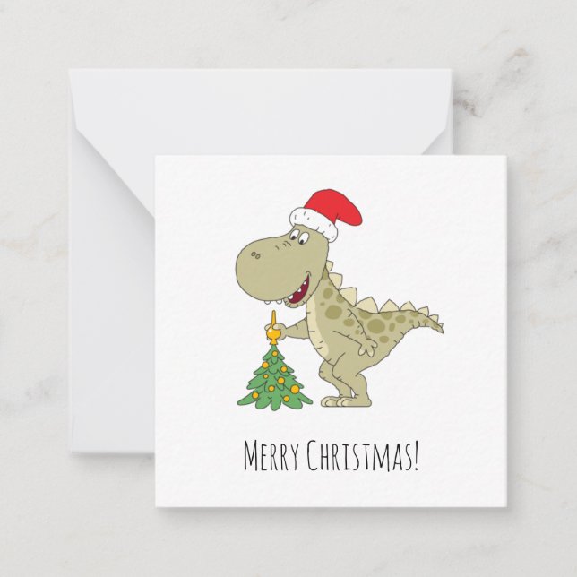 Tarjeta Pequeña Árbol de navidad dulce Dinosaurio Santa Hat (Anverso)
