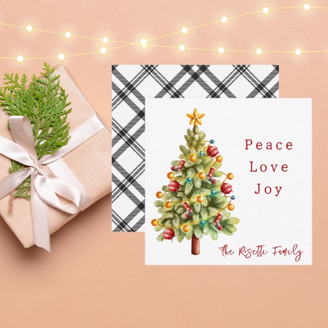 Tarjeta Pequeña Árbol de Navidad en acuarela Modernidad Paz Amor A (Subido por el creador)