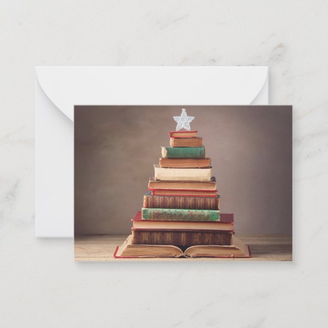 Tarjeta Pequeña Árbol de Navidad literario (Anverso)