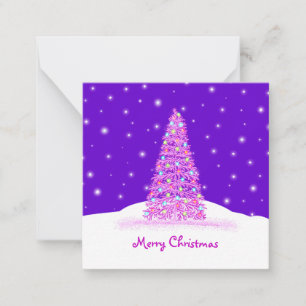 Tarjeta Pequeña Árbol de Navidad Miniatura Rosa Adorable