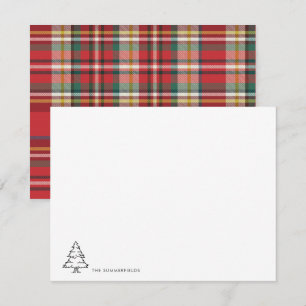 Tarjeta Pequeña Árbol de Navidad Moderno Nombre de Familia Elegant