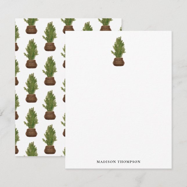 Tarjeta Pequeña Árbol de Navidad moderno rústico acuarela vacacion (Anverso / Reverso)