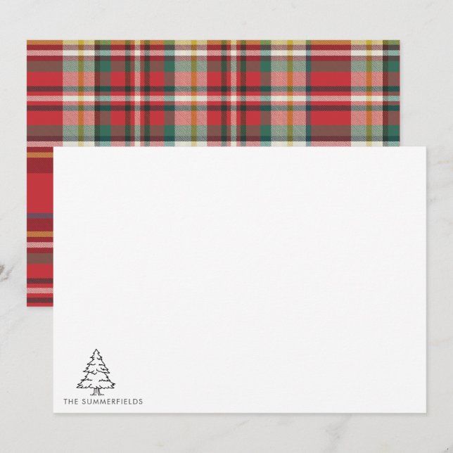 Tarjeta Pequeña Árbol de Navidad Monograma de Navidad Familia (Anverso / Reverso)