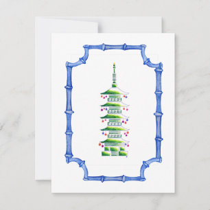 Tarjeta Pequeña Árbol de Navidad Pagoda Chinoiserie de Bambú