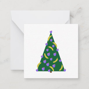 Tarjeta Pequeña Árbol de Navidad Pop Art con manzanas y plátanos