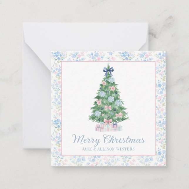 Tarjeta Pequeña Árbol de Navidad Preppy Grandmillenne (Anverso)