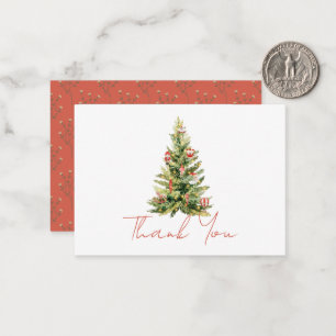 Tarjeta Pequeña Árbol de Navidad Rojo Gracias