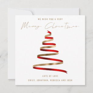 Tarjeta Pequeña Árbol de oro rojo 2026 Calendario Feliz Navidad
