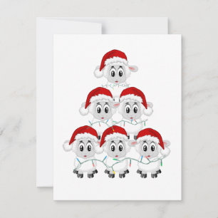 Tarjeta Pequeña Árbol de ovejas de Navidades pequeños
