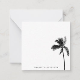 Tarjeta Pequeña Árbol de palma negro y blanco Minimalista personal