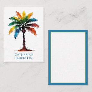 Tarjeta Pequeña Árbol de palmas de color de agua personalizado