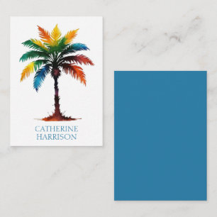 Tarjeta Pequeña Árbol de palmas de color de agua personalizado