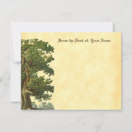 Tarjeta Pequeña Árbol de roble vintage editable con letra negra