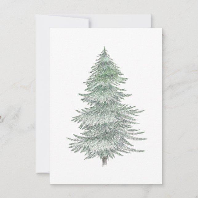 Tarjeta Pequeña Árbol Evergreen de mano dibujado (Anverso)