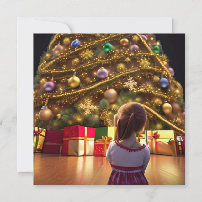 Tarjeta Pequeña Árbol navideño de navidad infantil recuerda la mar (Anverso)