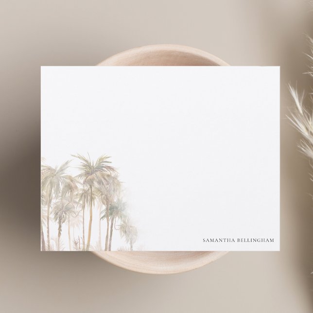 Tarjeta Pequeña Árboles acuarelas personalizados (Watercolor Palm Trees Personalized Note Card)