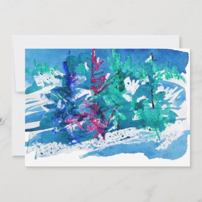 Tarjeta Pequeña Árboles de invierno frescos #170108 (Anverso)