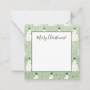 Tarjeta Pequeña Árboles de Navidad Blancos Decorados con Estrella 