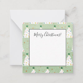 Tarjeta Pequeña Árboles de navidad blancos decorados Estrella y or