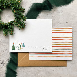 Tarjeta Pequeña Árboles de Navidad con Acuarela Moderna Fiesta