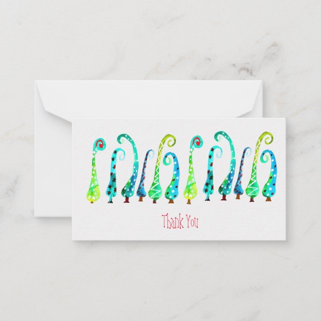 Tarjeta Pequeña Árboles de navidad de acuarela (Anverso)